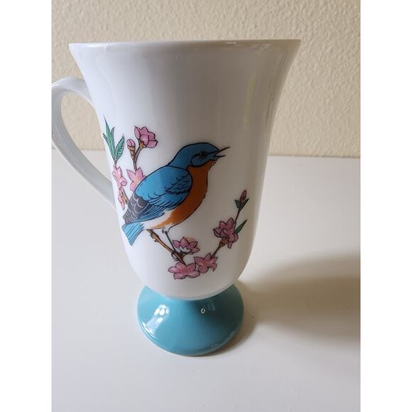 FRED ROBERTS VTG Made in Japan Footed Colorful Bird 8oz Coffee Mugs set of 4 - Picture 3 of 11